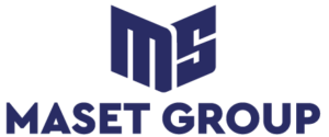 maset group logo, midnight blue